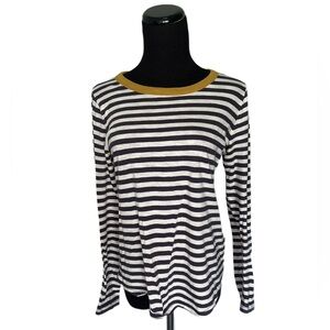 Madewell blue and White Fitted Long Sleeve Tee